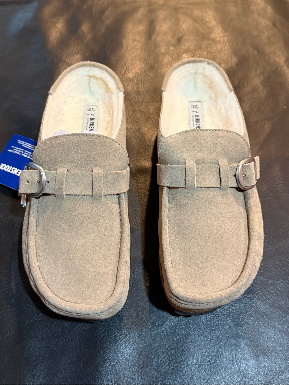 Birkenstock Women's Suede Shearling Mule - Taupe Suede